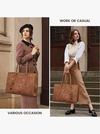 SFRCORD® 2Pcs Vintage Leather Laptop Tote, 15.6" 17.3"