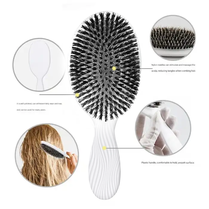 CILIFER® Viral World-Famous 5x Sold Out Paddle Brush - Smoother. Stronger. Shinier Hair - Boar Bristle Brush with Nylon Bristles and Microsphere Massaging Tips
