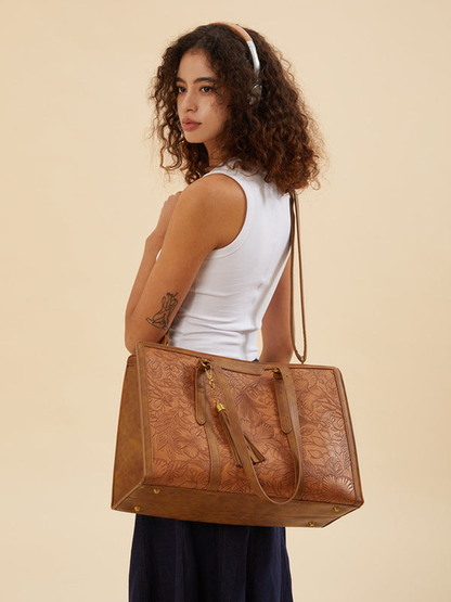 SFRCORD® 2Pcs Vintage Leather Laptop Tote, 15.6" 17.3"