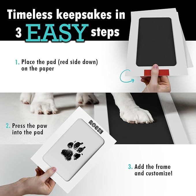 CILIFER® 🐾Paw Print Kit for Dogs & Cats - 4-Pcs Mess-Free Ink Pads. 2 Photo Frames | Clean Touch Pet Paw and Nose Print Keepsake Memorial Gift