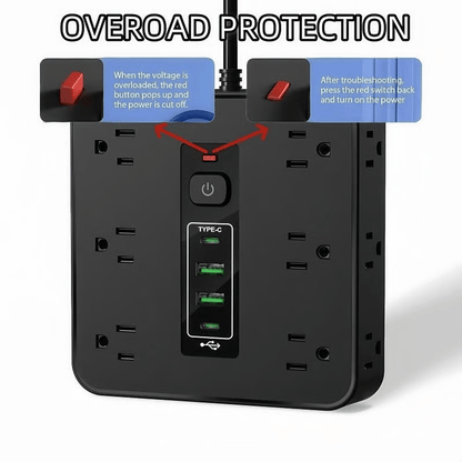 CILIFER® ⚡16-in-1 Power Strip with Switch & Surge Protection.ETL Listed Fireproof Power Strip