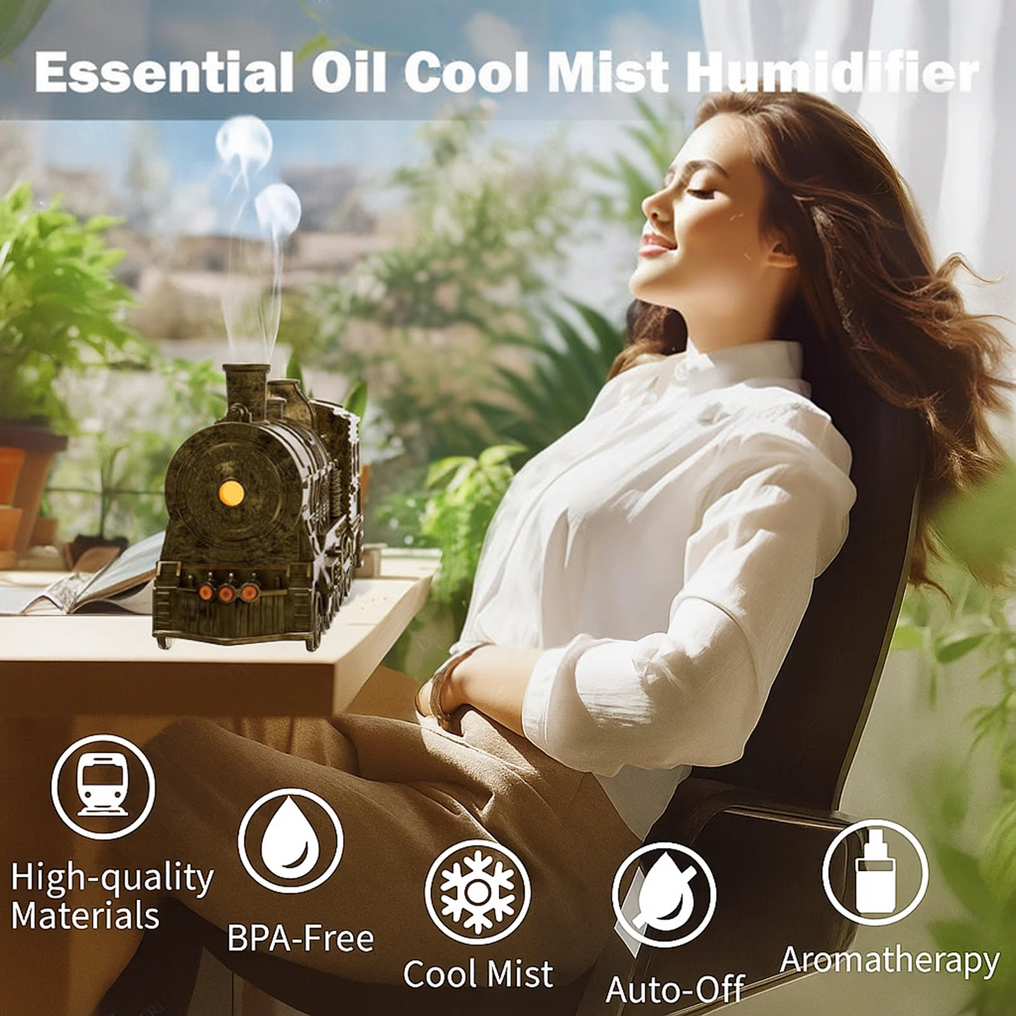 CILIFER® Train Shaped Air Humidifier 300ML- Technology. Style and Aromatherapy in Motion diffuser with Night Light for Bedroom Desk