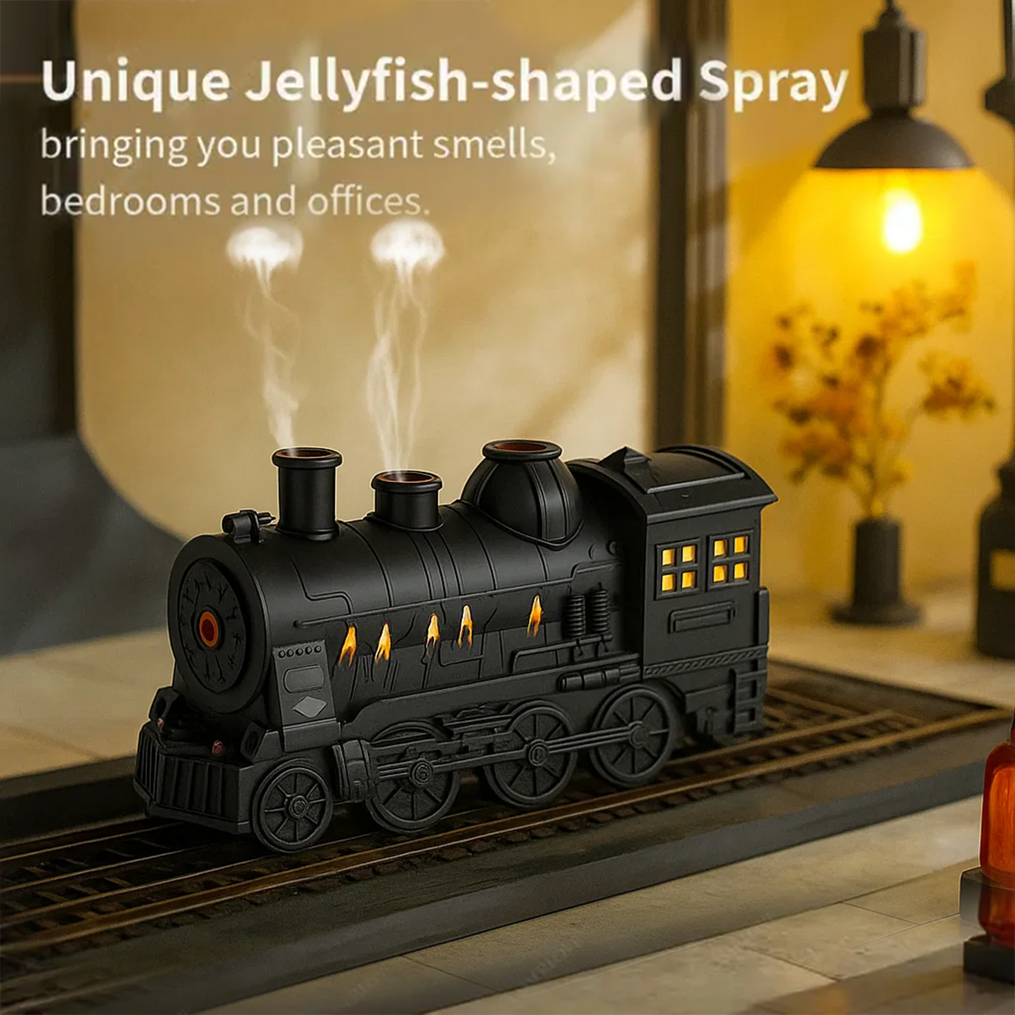 CILIFER® Train Shaped Air Humidifier 300ML- Technology. Style and Aromatherapy in Motion diffuser with Night Light for Bedroom Desk