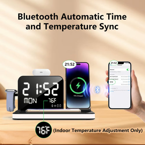 CILIFER® 7 in 1 Charging Station with Clock. Wireless Charger with Night Light(Fast Charging)⚡