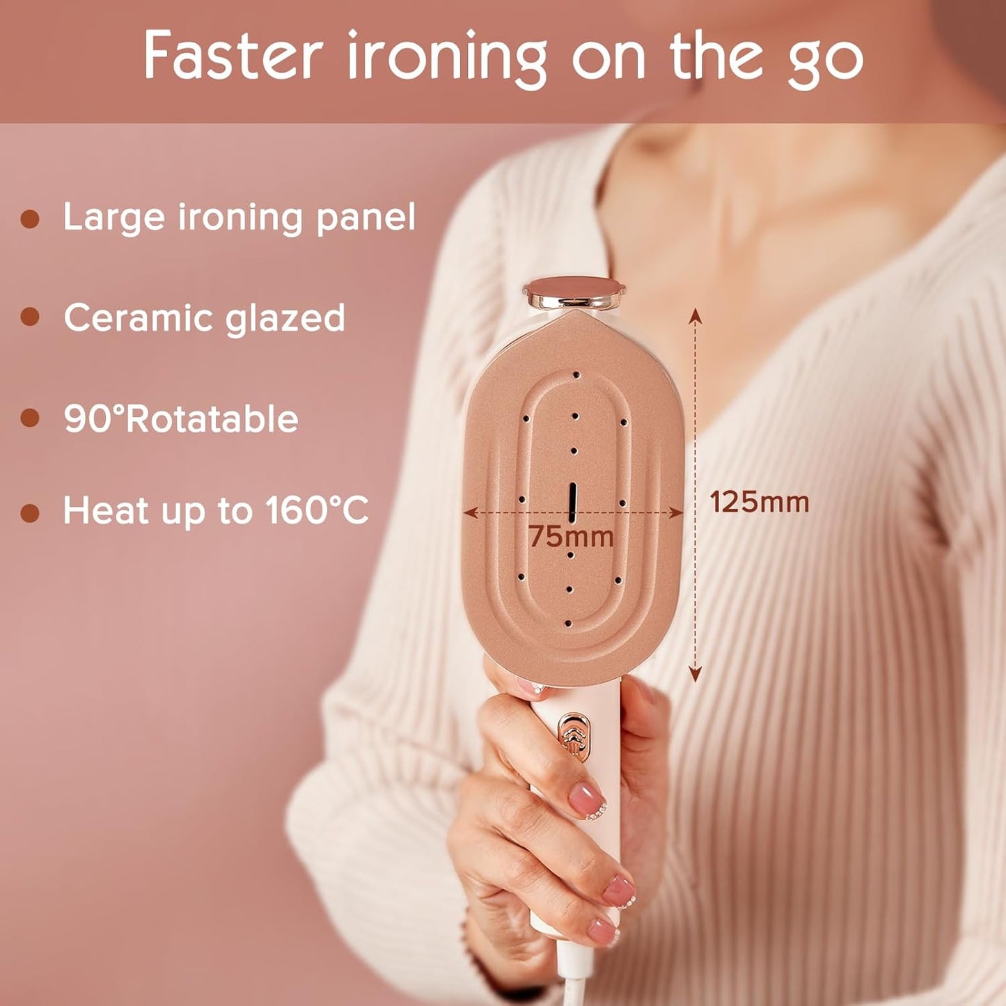 CILIFER® 2in1 Handheld Portable Clothes Steamer. Travel Steam Iron. Travel and Home Use. Small Light Weight 700g. 1300W 20s Fast Heat Up. 90°Rotatable Ironing Panel. Detachable Water Tank