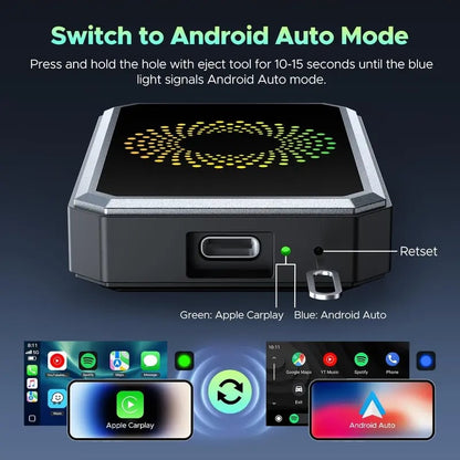 CILIFER® Wired to Wireless Carplay Adapter with Built-in Netflix/YouTube/TikTok APP to Play Video on a Car Screen (DO Not Support Vehicles with Built-in Wireless CarPlay). For iPhone 8-15 & Android 11+