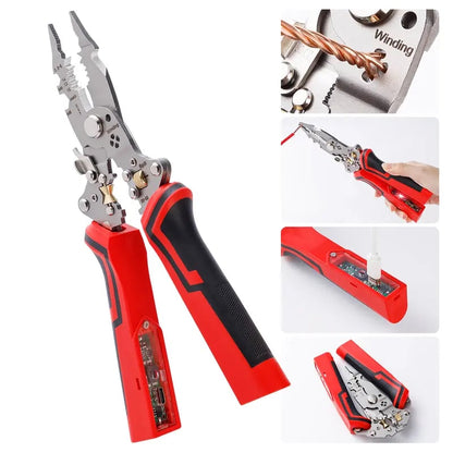 CILIFER® 16 in 1 Wire Stripper Twister for Cutting and Pulling Wires.Cable Scissors.Voltage Tester Pliers. 12V to 250V Live.Null.Hot Wire Judgment AC DC. Audible and Flashing LED Alarms
