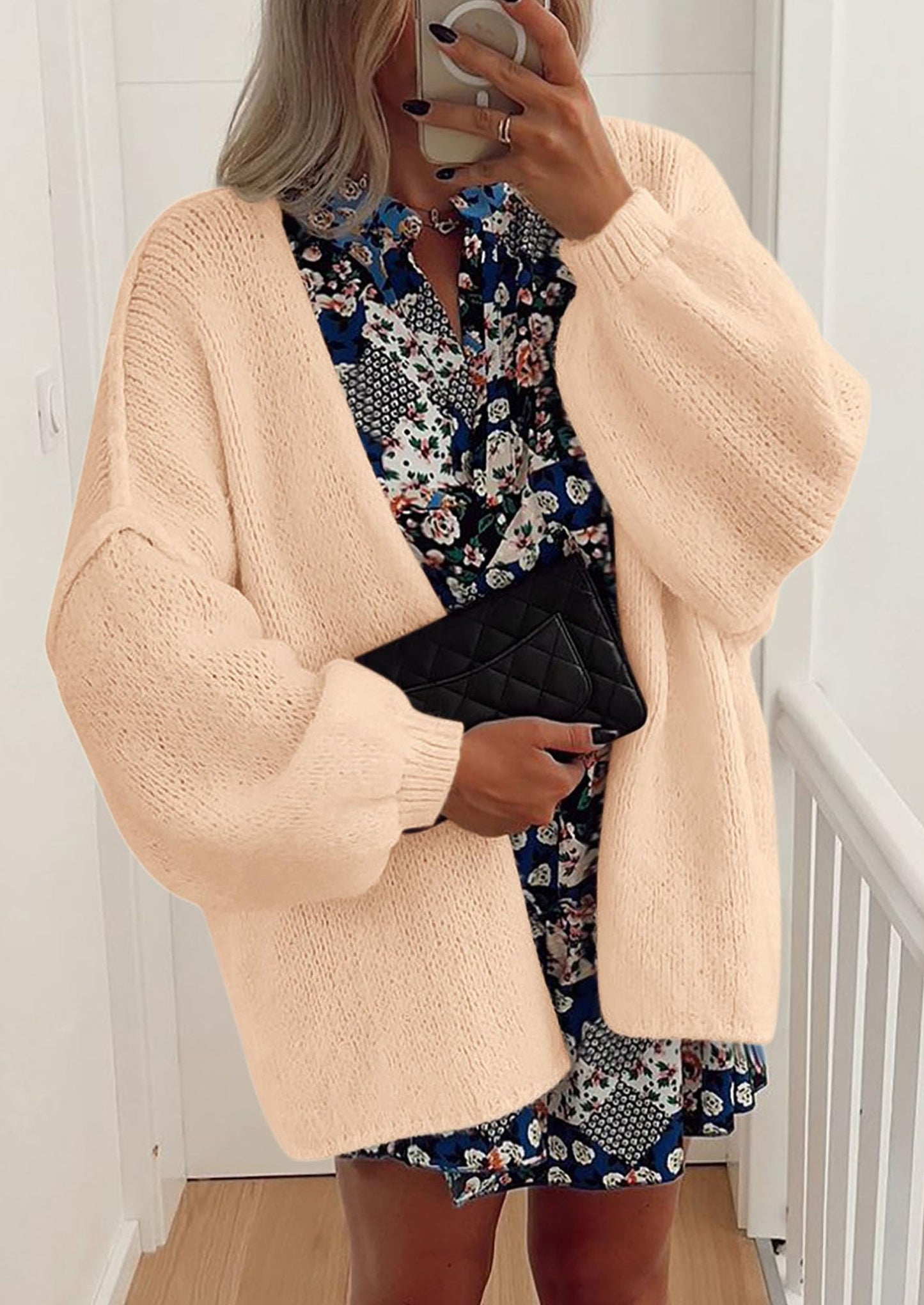 SFRCORD® Womens Oversized Cardigan Sweaters Fall Long Lantern Sleeve Knit Open Front Lightweight Sweater