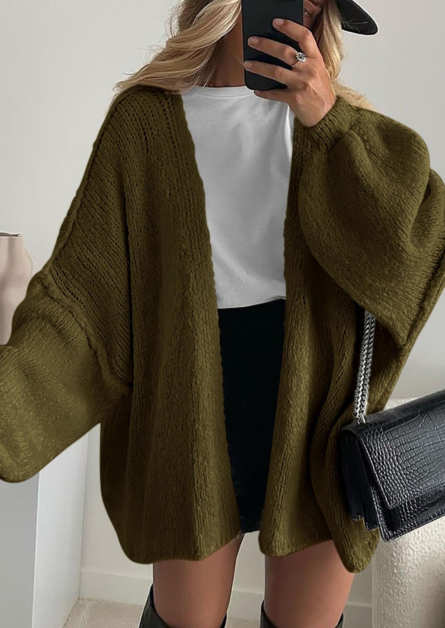 SFRCORD® Womens Oversized Cardigan Sweaters Fall Long Lantern Sleeve Knit Open Front Lightweight Sweater