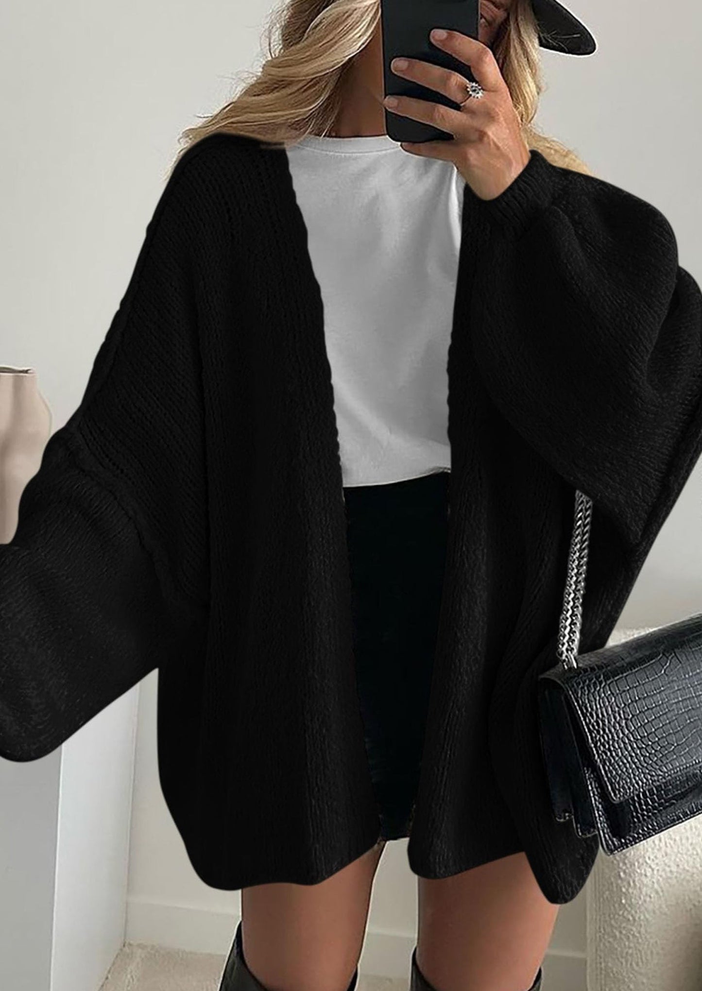SFRCORD® Womens Oversized Cardigan Sweaters Fall Long Lantern Sleeve Knit Open Front Lightweight Sweater
