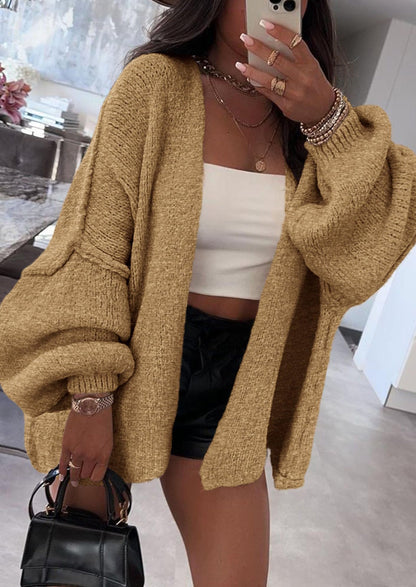 SFRCORD® Womens Oversized Cardigan Sweaters Fall Long Lantern Sleeve Knit Open Front Lightweight Sweater