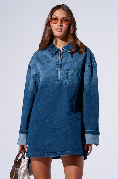 SFRCORD® COOL GIRL OVERSIZED DENIM SHIRT DRESS