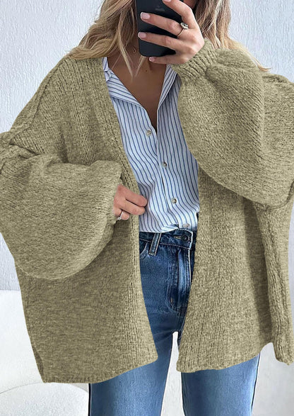 SFRCORD® Womens Oversized Cardigan Sweaters Fall Long Lantern Sleeve Knit Open Front Lightweight Sweater