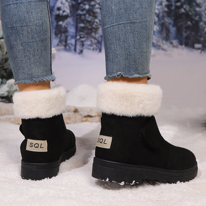 SFRCORD® Women's Winter Slip-On Low Heel Non-Slip TPU Sole Snow Boots