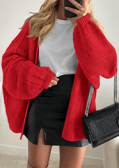SFRCORD® Womens Oversized Cardigan Sweaters Fall Long Lantern Sleeve Knit Open Front Lightweight Sweater