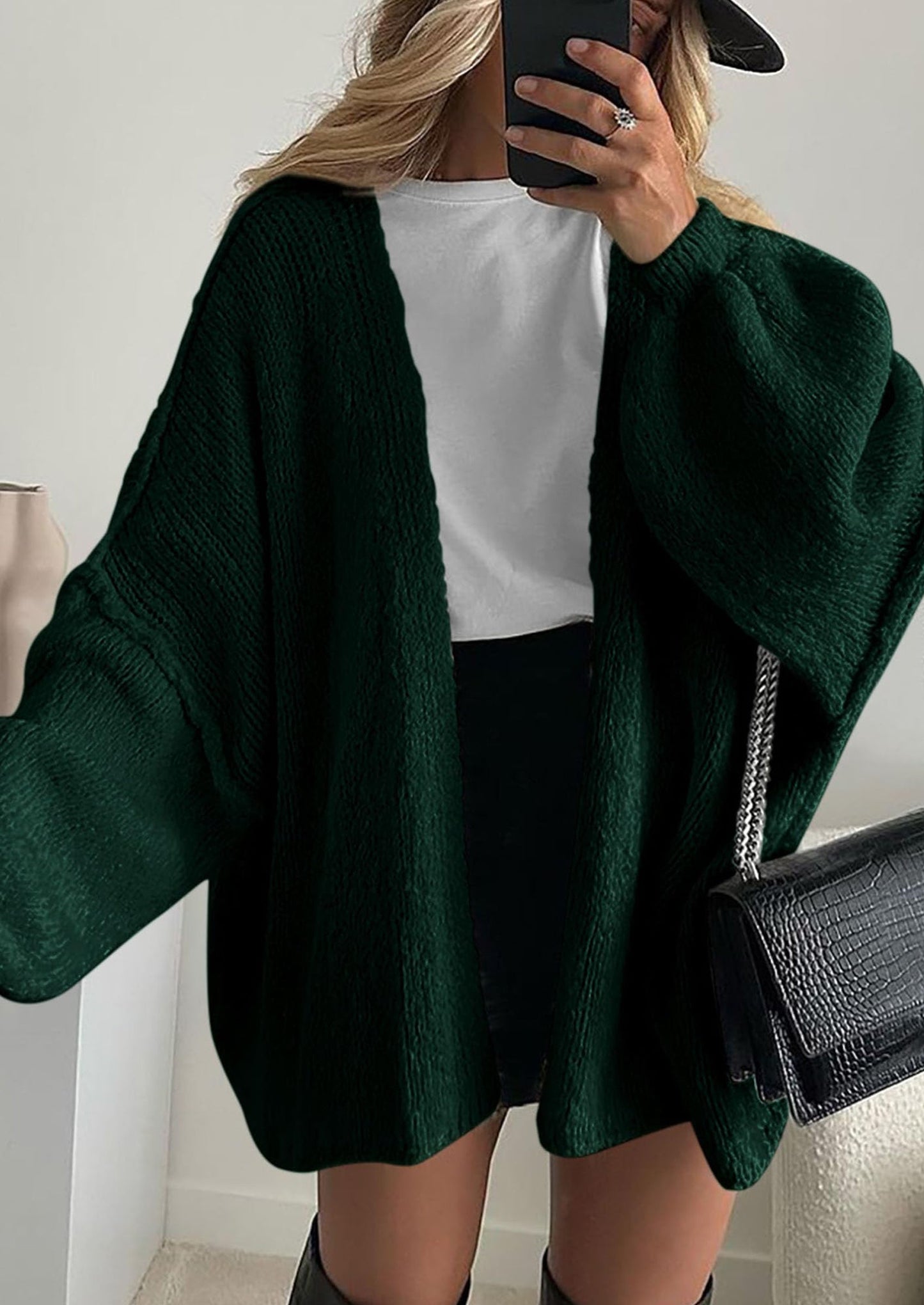 SFRCORD® Womens Oversized Cardigan Sweaters Fall Long Lantern Sleeve Knit Open Front Lightweight Sweater