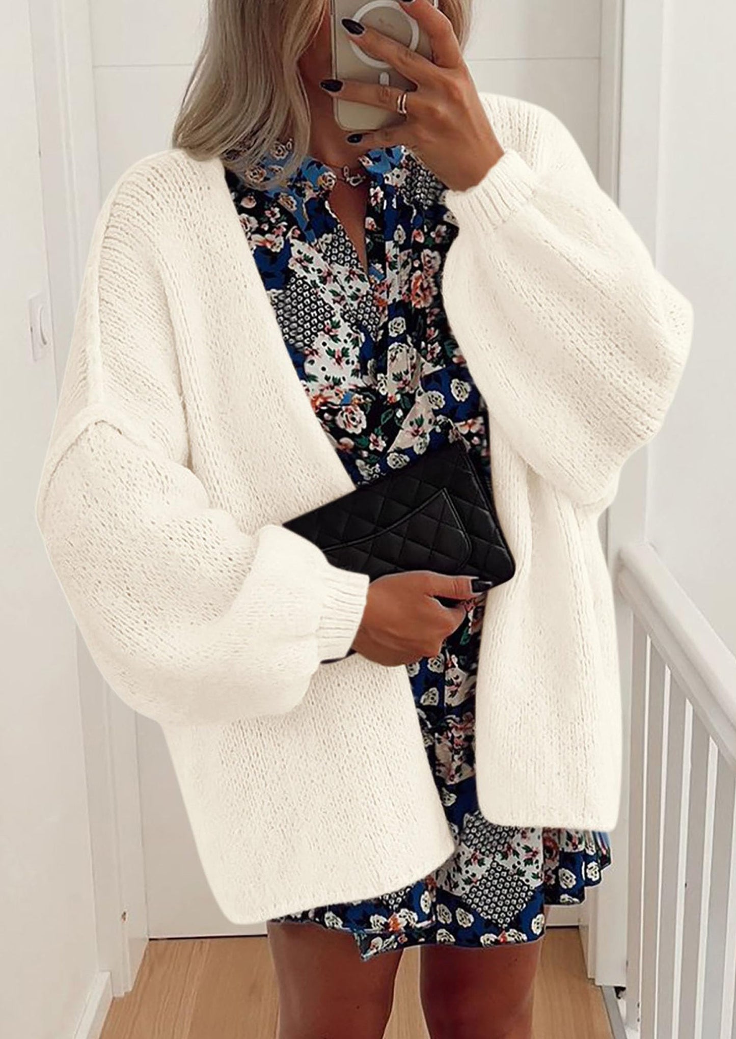 SFRCORD® Womens Oversized Cardigan Sweaters Fall Long Lantern Sleeve Knit Open Front Lightweight Sweater