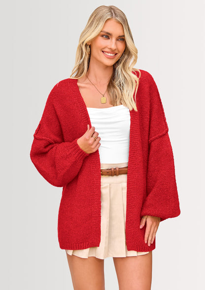SFRCORD® Womens Oversized Cardigan Sweaters Fall Long Lantern Sleeve Knit Open Front Lightweight Sweater