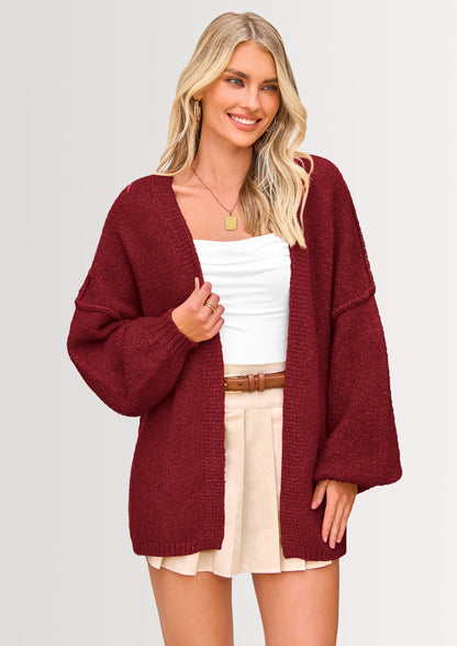 SFRCORD® Womens Oversized Cardigan Sweaters Fall Long Lantern Sleeve Knit Open Front Lightweight Sweater