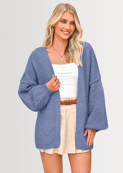 SFRCORD® Womens Oversized Cardigan Sweaters Fall Long Lantern Sleeve Knit Open Front Lightweight Sweater