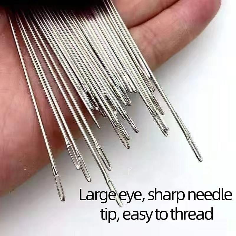 CILIFER® 34PCS Big Eye Steel Needles Set - Long & Thin Handmade Quilting & Sewing Needles Kit for DIY Sewing Projects