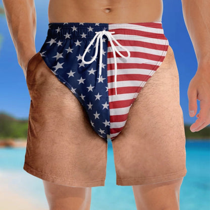 🇺🇸 Funny Patriotic Men's Swim Trunks – Freedom & Chill Summer Beach Shorts 🏖️😎